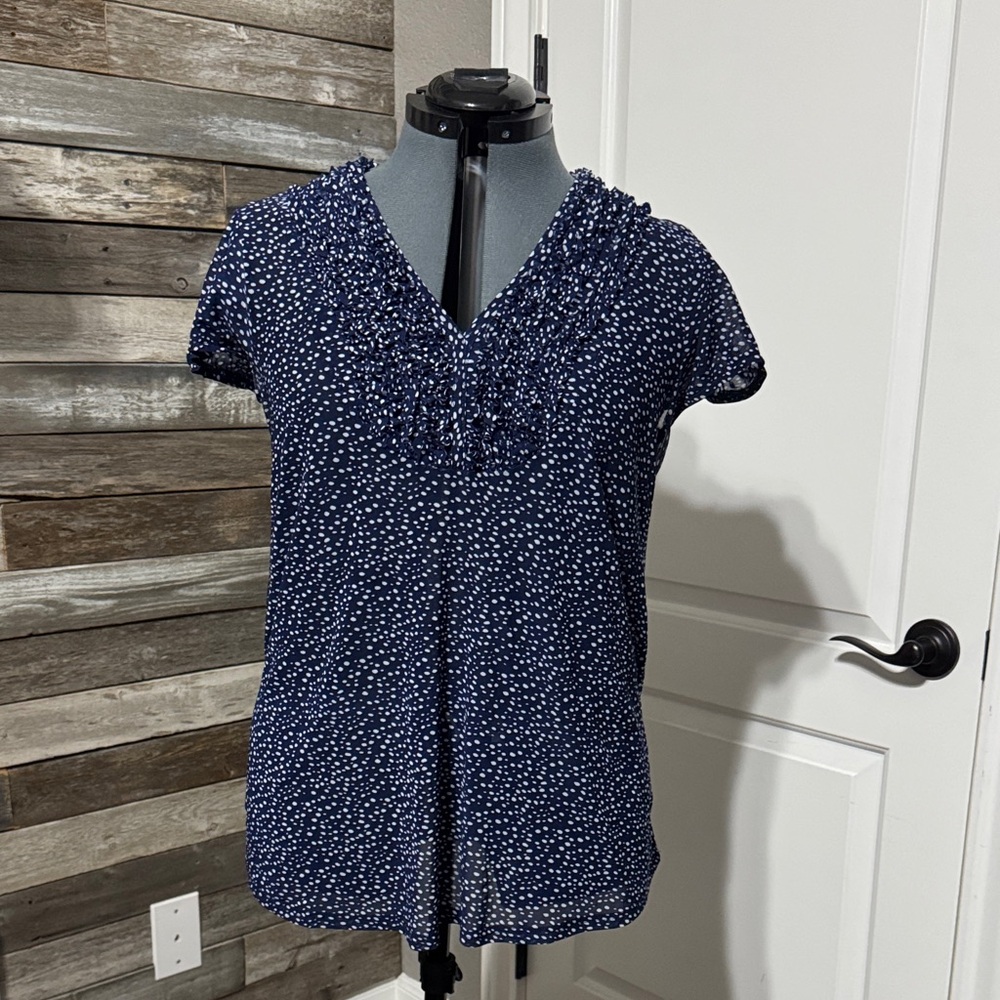 Women's Navy Blue Polka Dot Top
